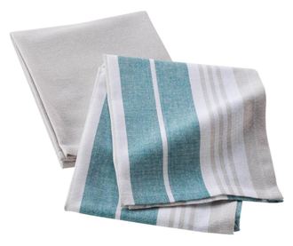 2 TORCHONS 50 x 70 CM COTON TISSE NATURALINE BLE