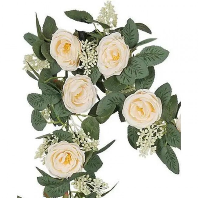 [36581] 2 Guirlandes 2m 8 roses+ feuillages