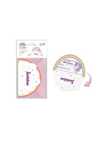 [001CINV] CARTES D'INVITATION X6 LICORNE