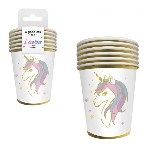 [001GB25] GOBELETS 25CL X6 LICORNE