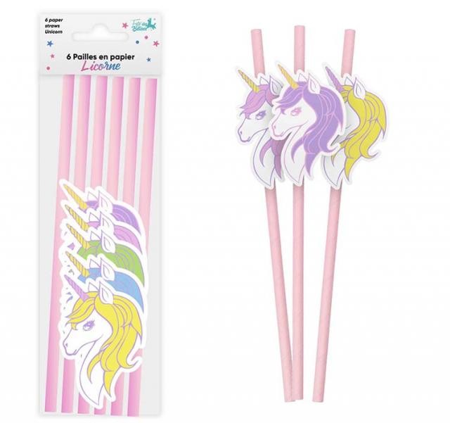 PAILLES PAPIER X6 LICORNE